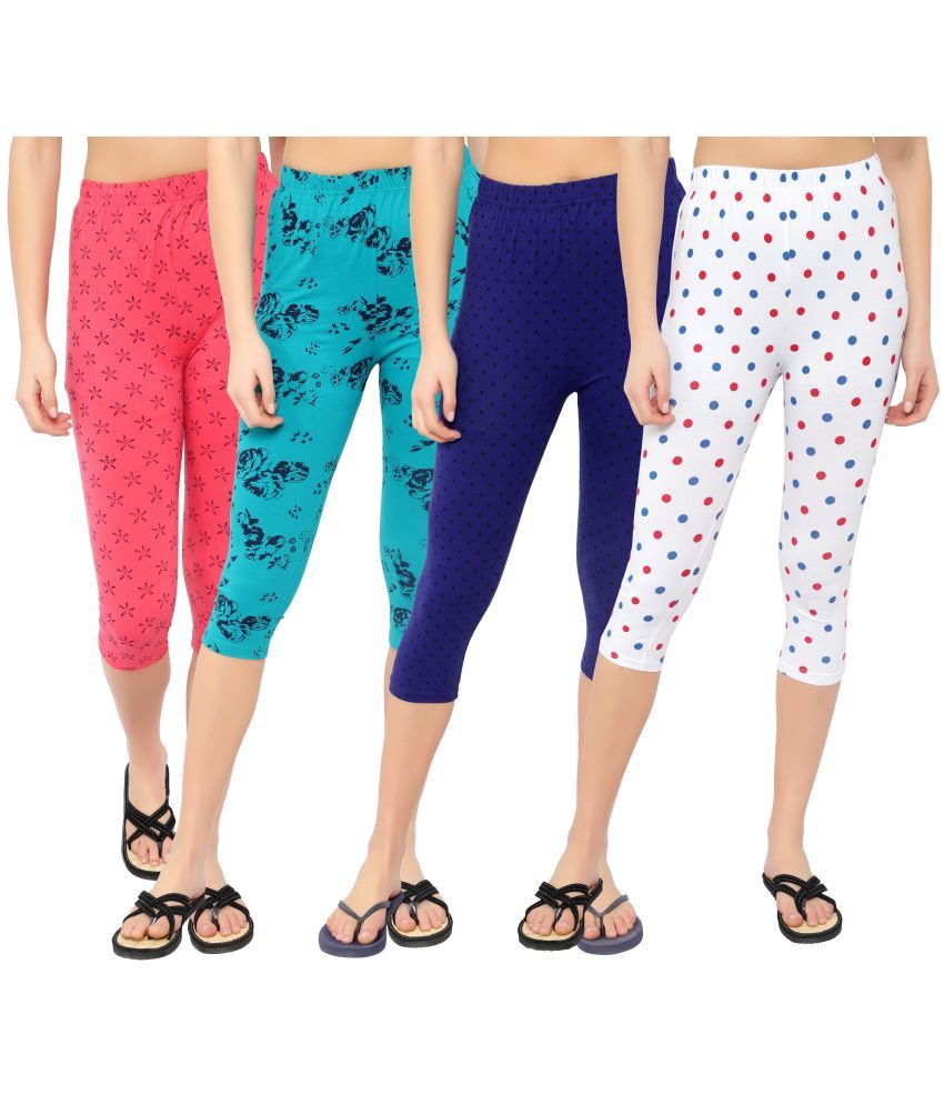     			Diaz Multi Cotton Lycra Printed Capri - Pack of 4