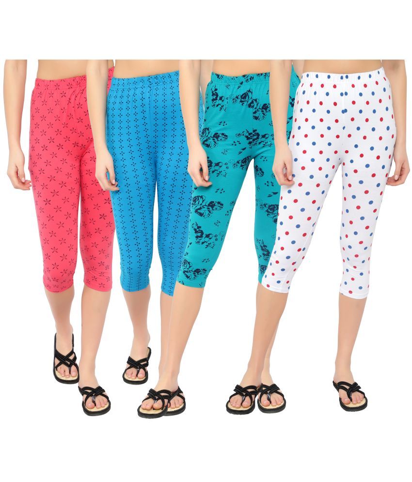     			Diaz Multi Cotton Lycra Printed Capri - Pack of 4