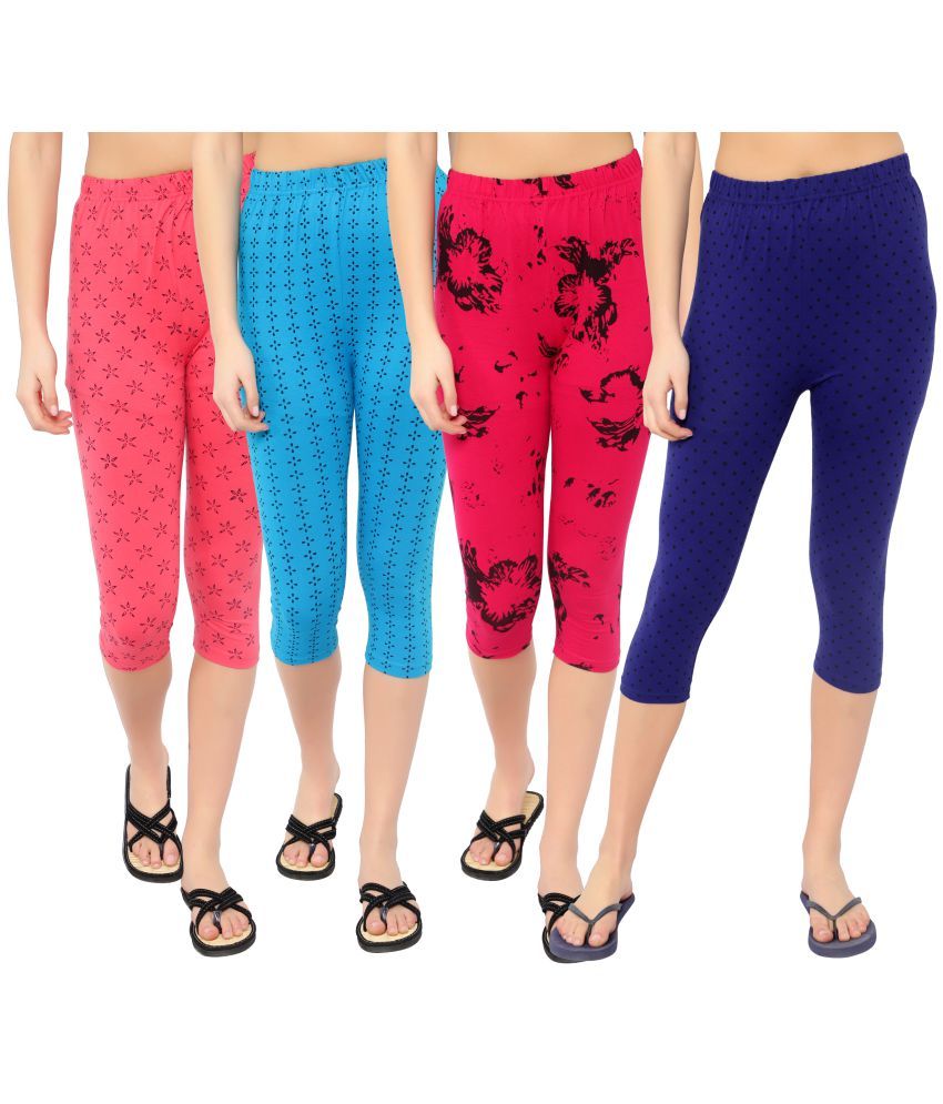     			Diaz Multi Cotton Lycra Printed Capri - Pack of 4