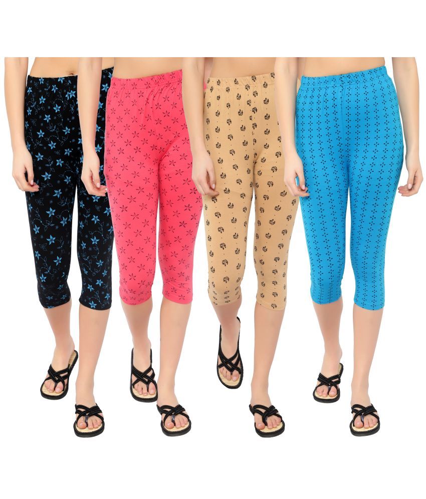     			Diaz Multi Cotton Lycra Printed Capri - Pack of 4