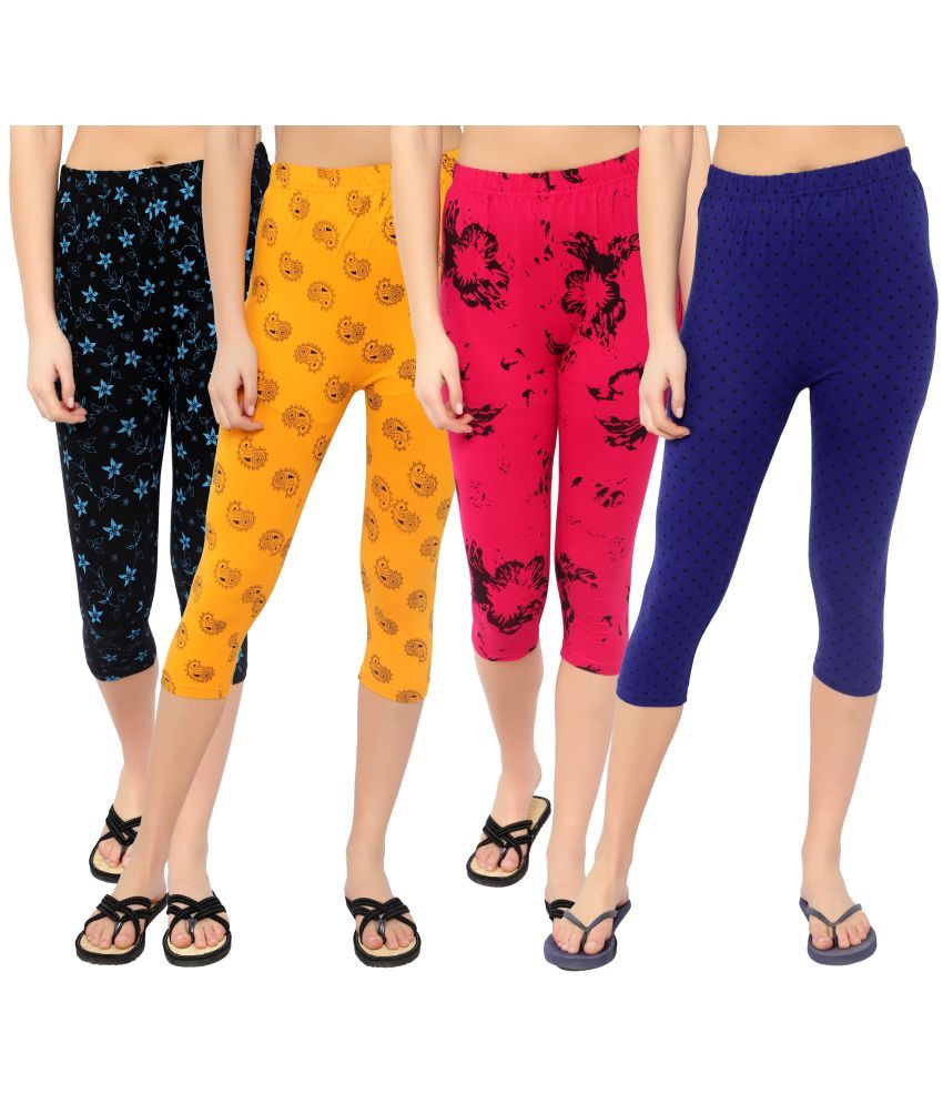     			Diaz Multi Cotton Lycra Printed Capri - Pack of 4