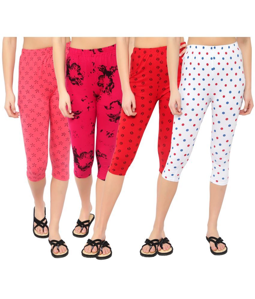     			Diaz Multi Cotton Lycra Printed Capri - Pack of 4