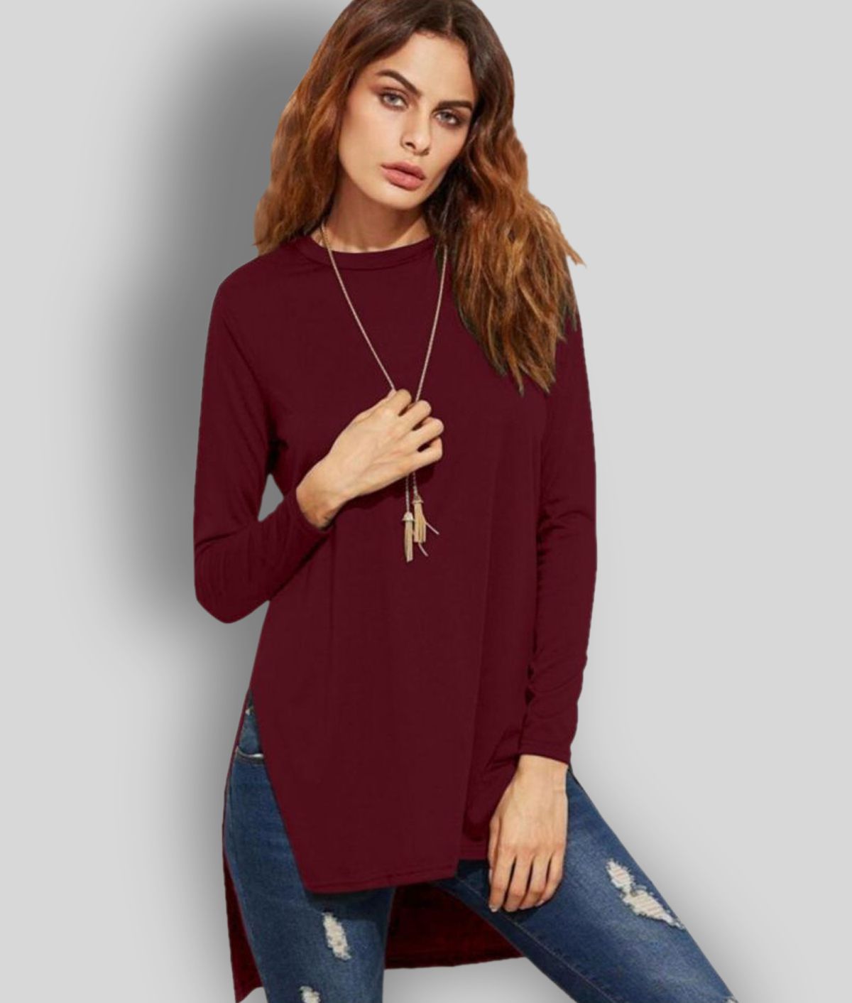     			Dream Beauty Fashion - Maroon Cotton Blend Women's A-Line Top ( Pack of 1 )