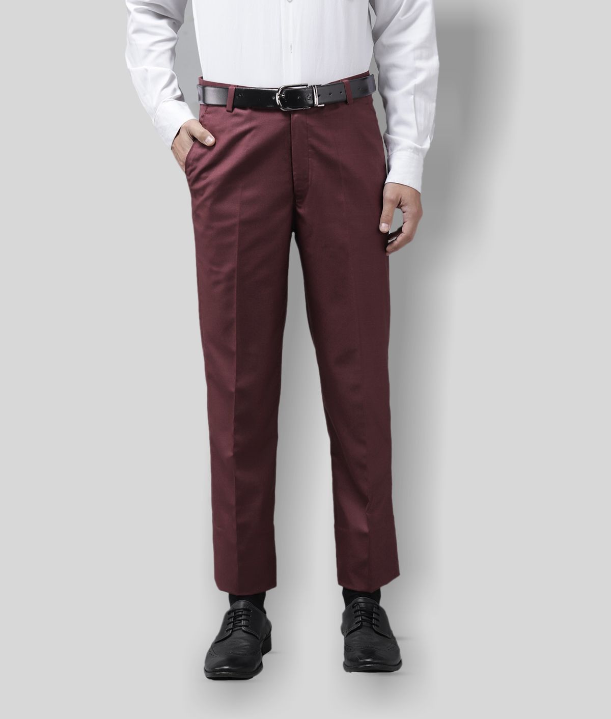     			Hangup - Maroon Polycotton Regular - Fit Men's Trousers ( Pack of 1 )