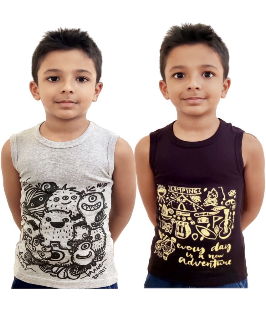     			HAP Boys Multicolor Printed Vest | Tank top |Sleeveless Tshirt - Pack of 2  /Any Colour