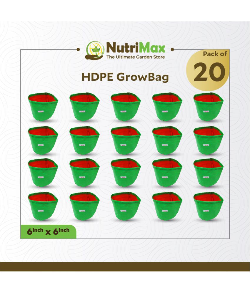 Nutrimax 200 GSM HDPE Grow Bags 6 inch x 6 inch Pack of 20 Outdoor Plant Bag