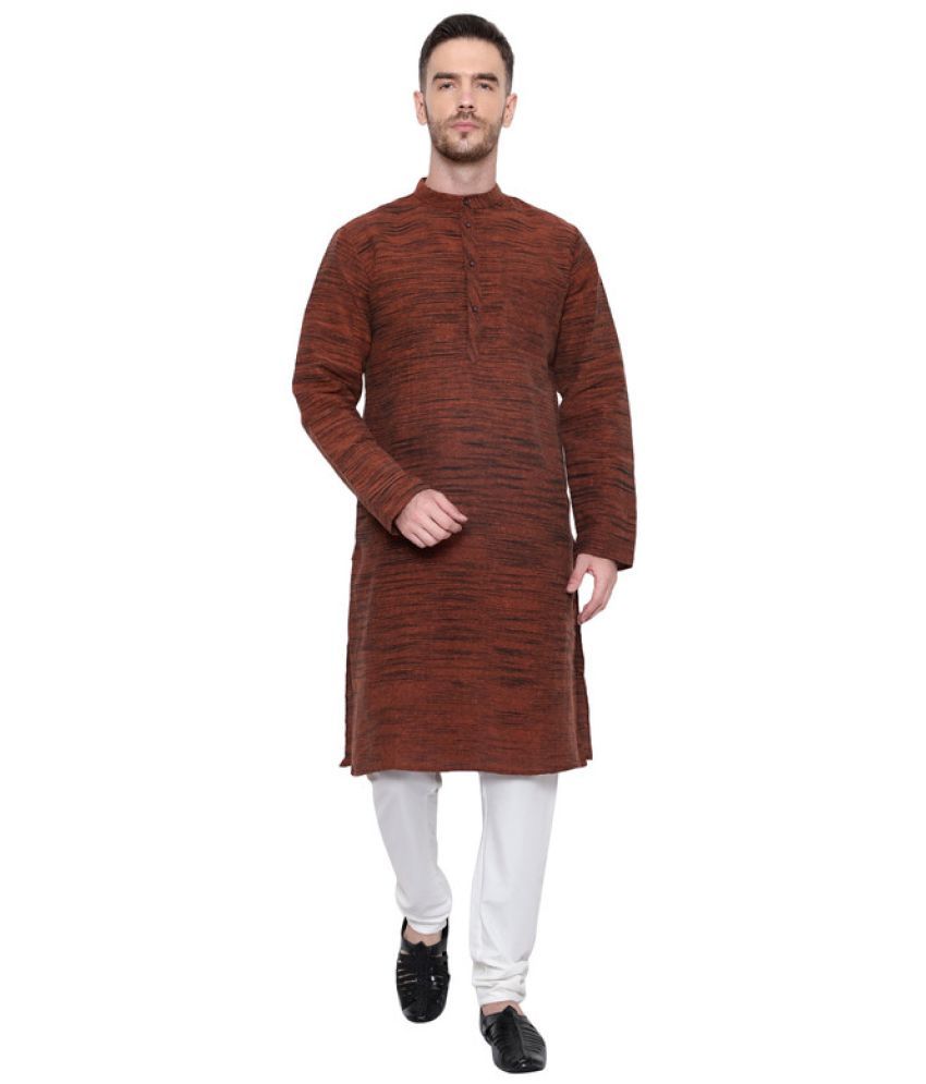     			Latest Chikan - Brown Cotton Blend Men's Regular Kurta ( Pack of 1 )