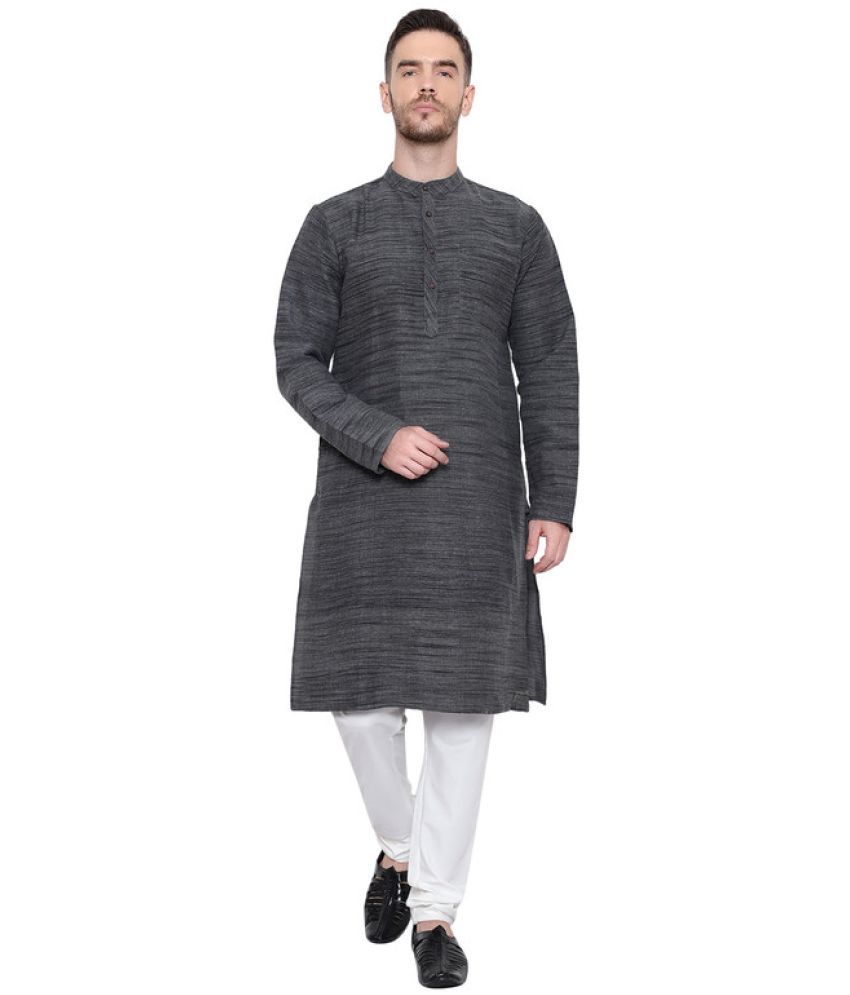     			Latest Chikan - Grey Cotton Blend Men's Regular Kurta ( Pack of 1 )