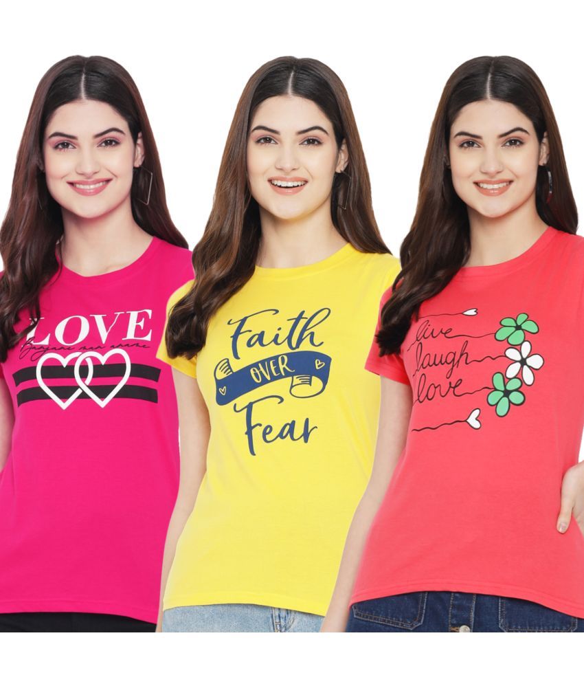     			Fabflee Cotton Lycra Multi Color T-Shirts - Single