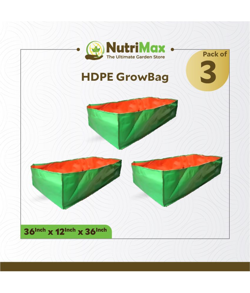 Nutrimax 200 GSM HDPE Grow Bags36X36X12 inch Pack of 3 Outdoor Plant Bag