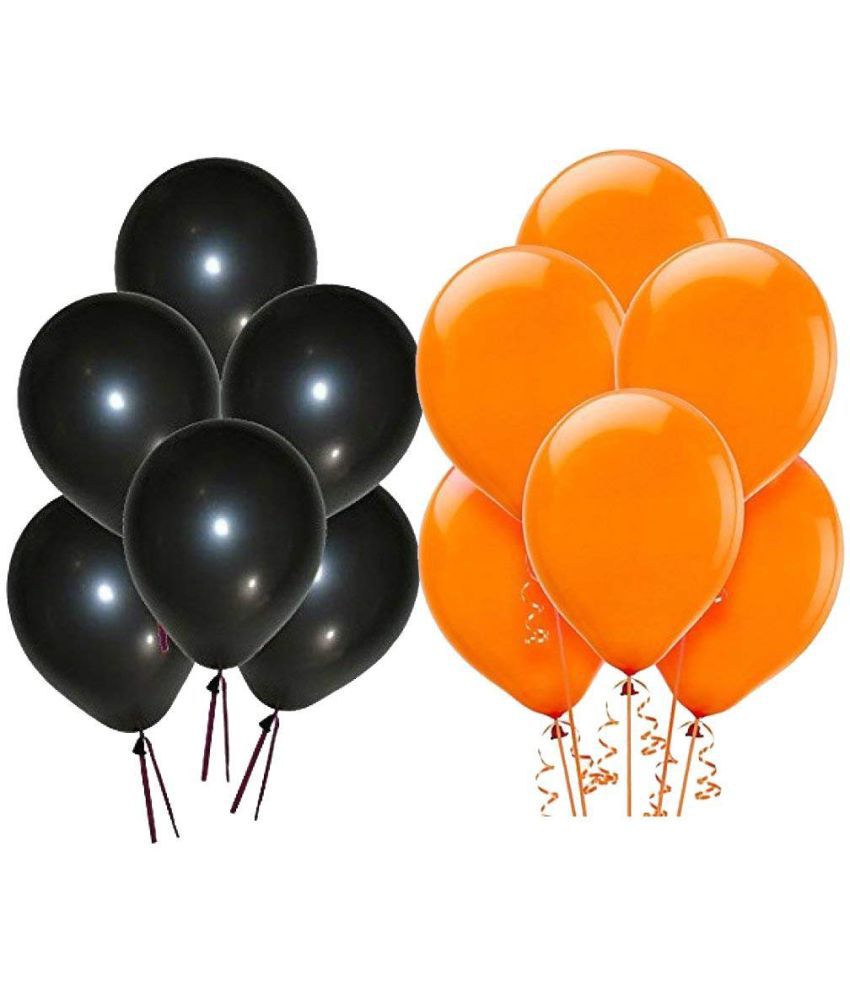    			50 Matellic Balloon (Black,Orange) for happy birthday decoration item, birthday decoration kit, birthday balloon decoration combo for Boys, Girls, Kids, husband and Wife.