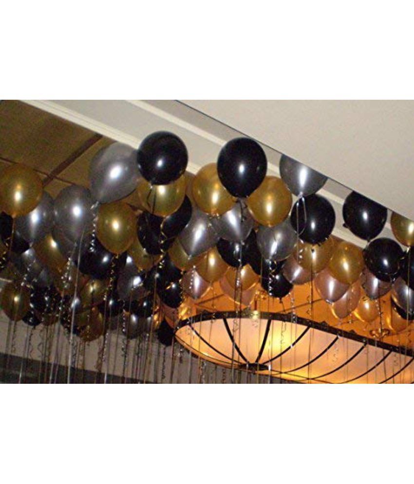     			50 Metallic Balloon (Black,Golden,Silver)
