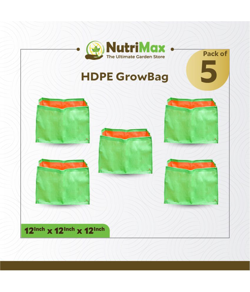     			Nutrimax HDPE 200 GSM Growbags 12x12x12 inch Pack of 5 Outdoor Plant Bag