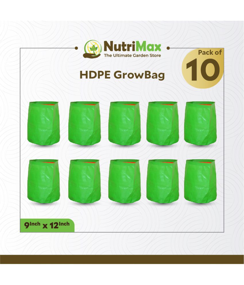     			Nutrimax HDPE 200 GSM Growbags 9 inch x 12 inch Pack of 10 Outdoor Plant Bag