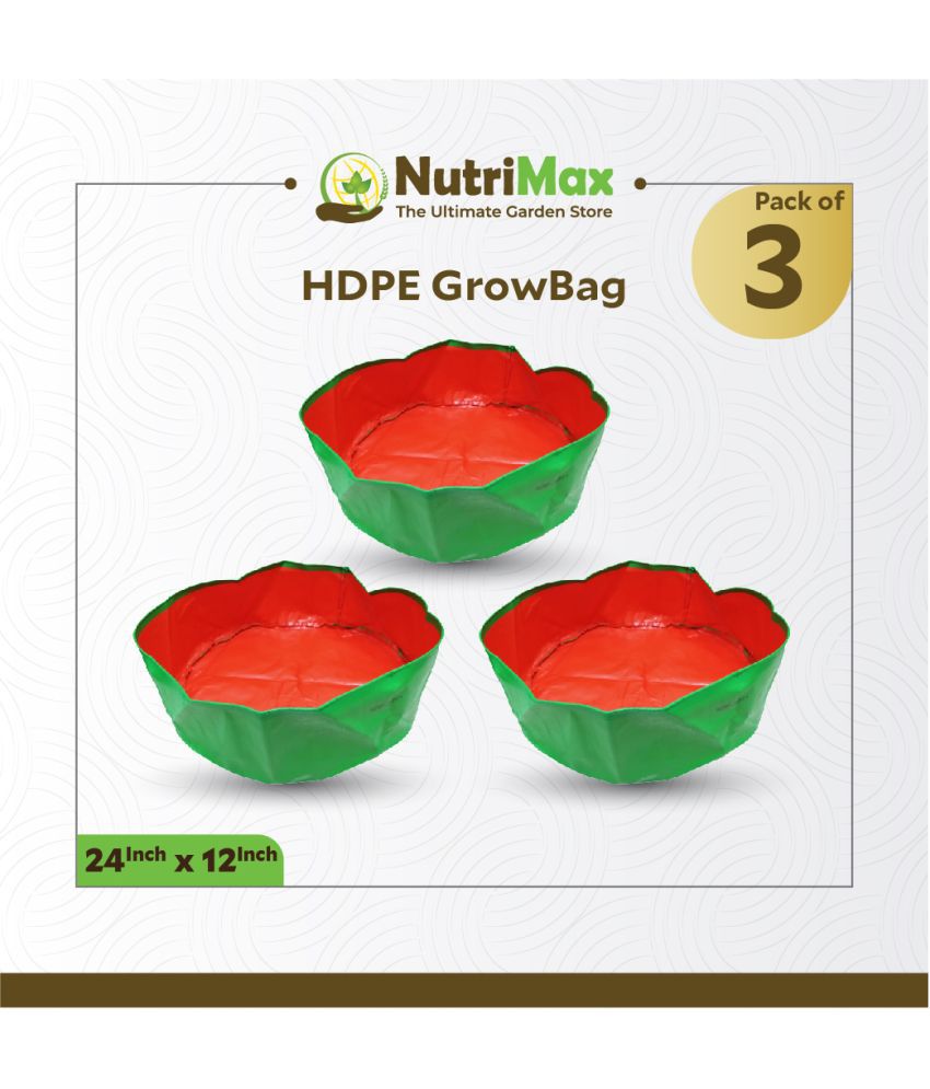     			Nutrimax HDPE 200 GSM Growbags 24 inch x 12 inch Pack of 3 Outdoor Plant Bag