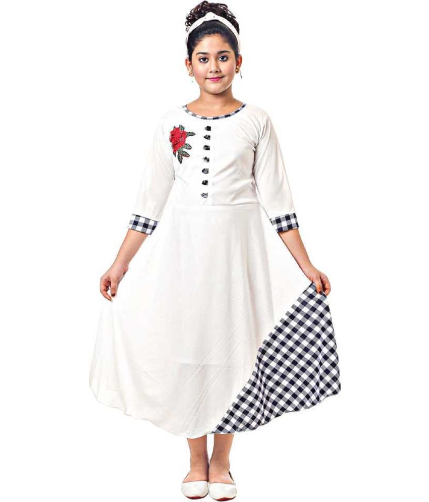     			SBN Maxi/Full Length Festive/Wedding Dress  (White, 3/4 Sleeve)