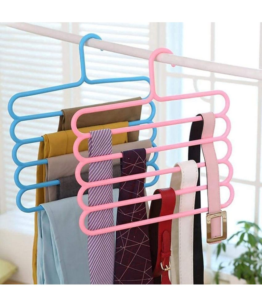     			SS Enterprises 5 Layer Closet Hanger for Shirts, Pants, Skirts set of 2