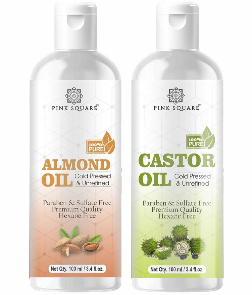     			pink square 100% Cold Pressed Almond Oil and Castor Oil 200 mL Pack of 2