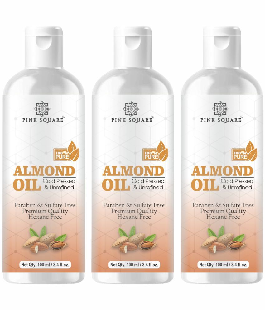     			pink square 100% Cold Pressed Almond Oil For Hair Growth 300 mL Pack of 3