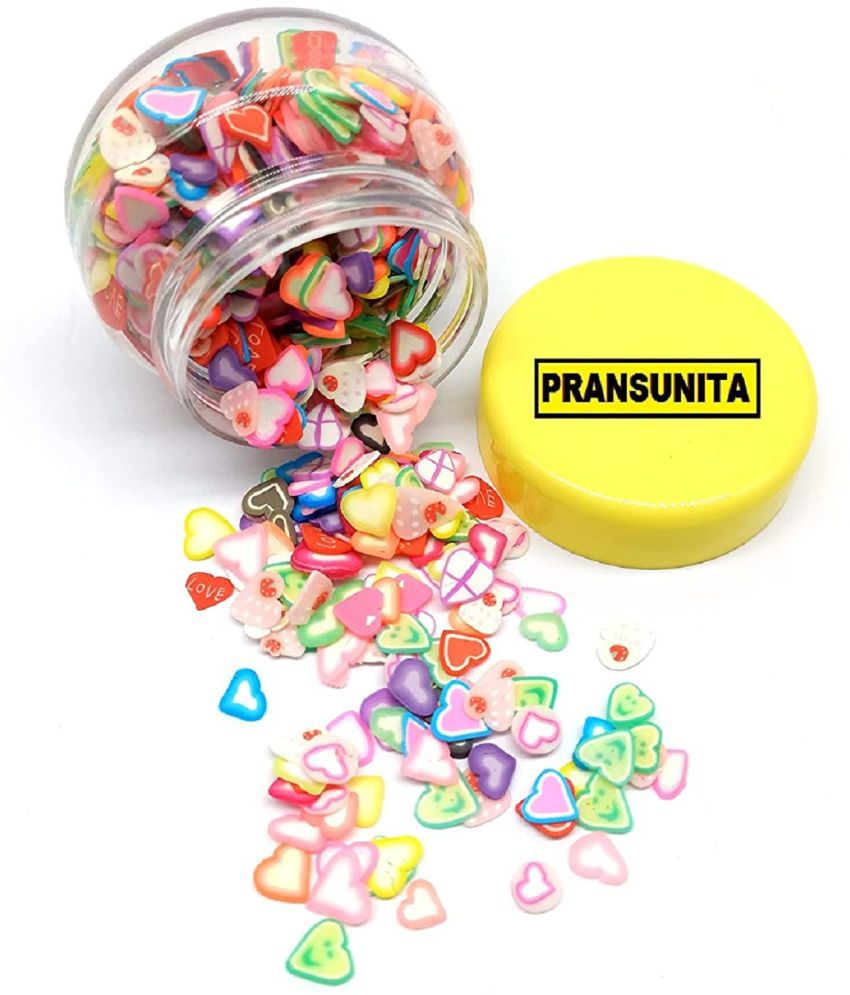     			PRANSUNITA 800 pcs 3D Resin Polymer Rubber Mini Charms Shaker Slices – Heart Design Pieces for Nail Art DIY Craft, Cell Phone Decoration Epoxy, UV Resin Crafts, Jewelry Mold Filling -Size 1/4 inch (5-6 mm)