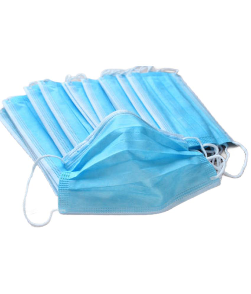     			Disposable Surgical Face Mask Blue Color Pack of 50, Nowoven Fabric 3-Layer with Nose Pin