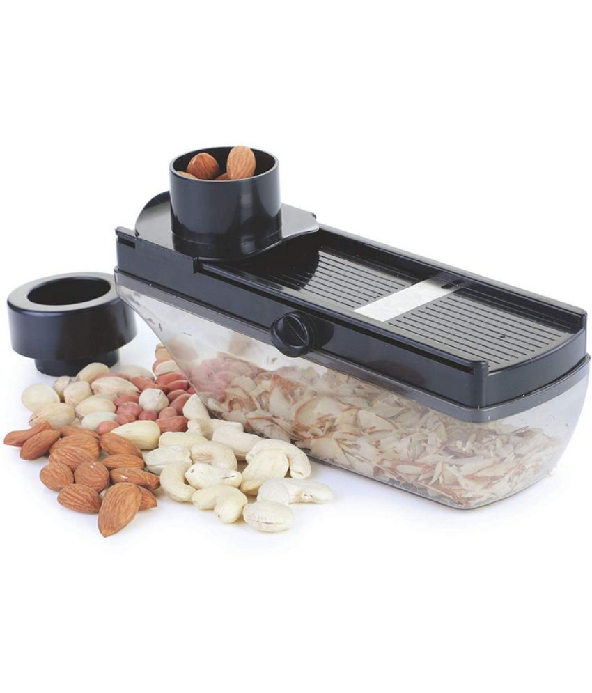     			KIKART Multipurpose Dry Fruit, Garlic Ginger Slicer with Hand Guard, Thickness Setting and Container