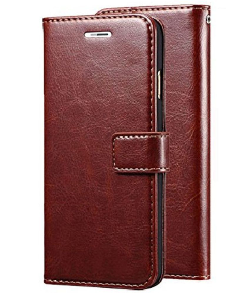     			Kosher Traders Brown Flip Cover For Poco M3 pro 5G Leather Stand Case