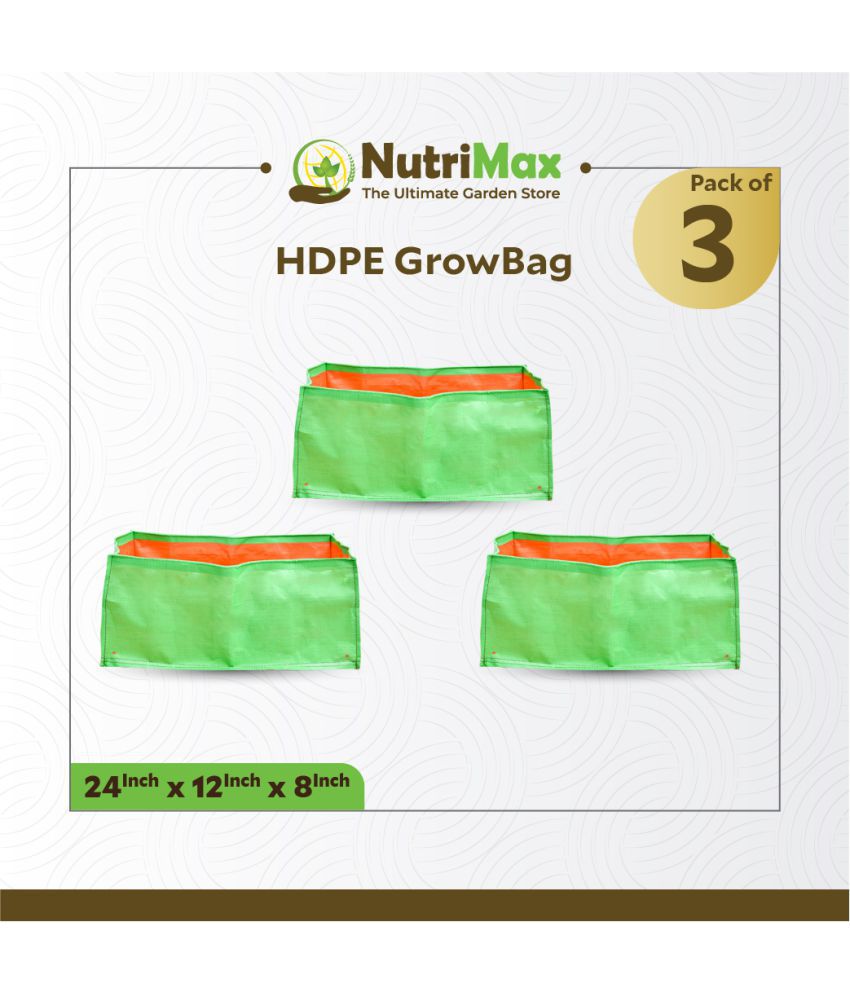     			Nutrimax 200 GSM HDPE Grow Bags 24 X 12 x 8 inch Pack of 3 Outdoor Plant Bag