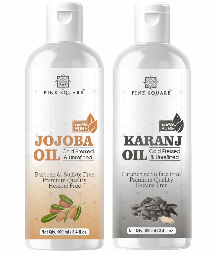     			pink square 100% Cold Pressed Jojoba Oil and Karanj Oil 200 mL Pack of 2