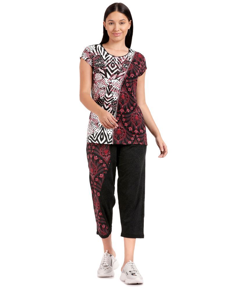     			Girls Fashion Pajama, Printed Top and Capri
