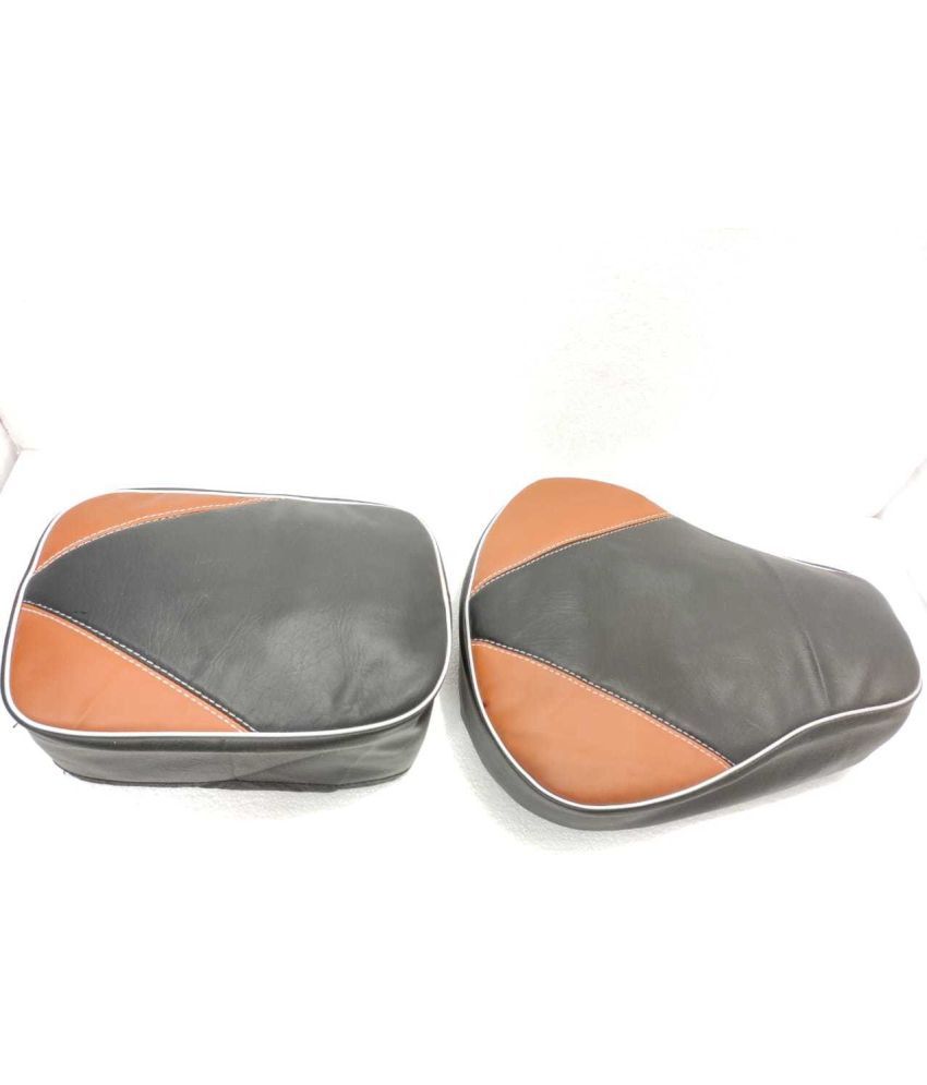     			KOHLI BULLET ACCESSORIES Fancy Seat Cover Front & Rear Black & Tan For  Classic , Classic Chrome