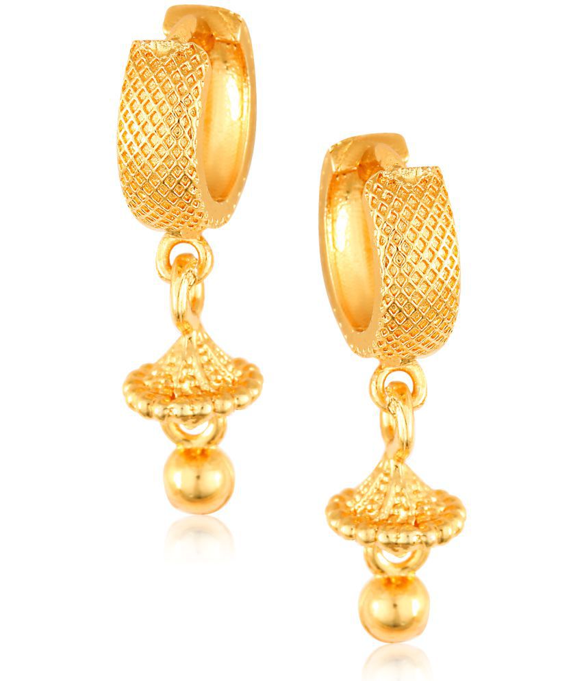     			Vighnaharta Filigree work Gold Plated alloy Hoop Earring Clip on fancy drop Bali Earring for Women and Girls  [VFJ1600ERG]