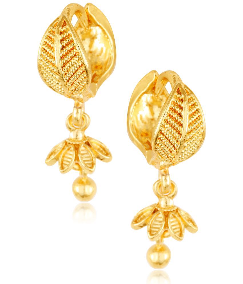     			Vighnaharta Filigree work Gold Plated alloy Hoop Earring Clip on fancy drop Bali Earring for Women and Girls  [VFJ1592ERG]
