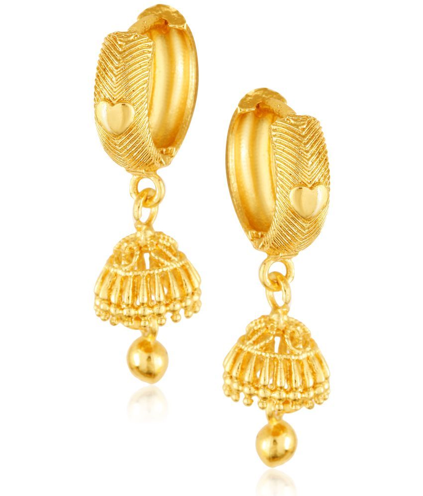     			Vighnaharta Filigree work Gold Plated alloy Hoop Earring Clip on fancy drop Bali Earring for Women and Girls  [VFJ1598ERG]