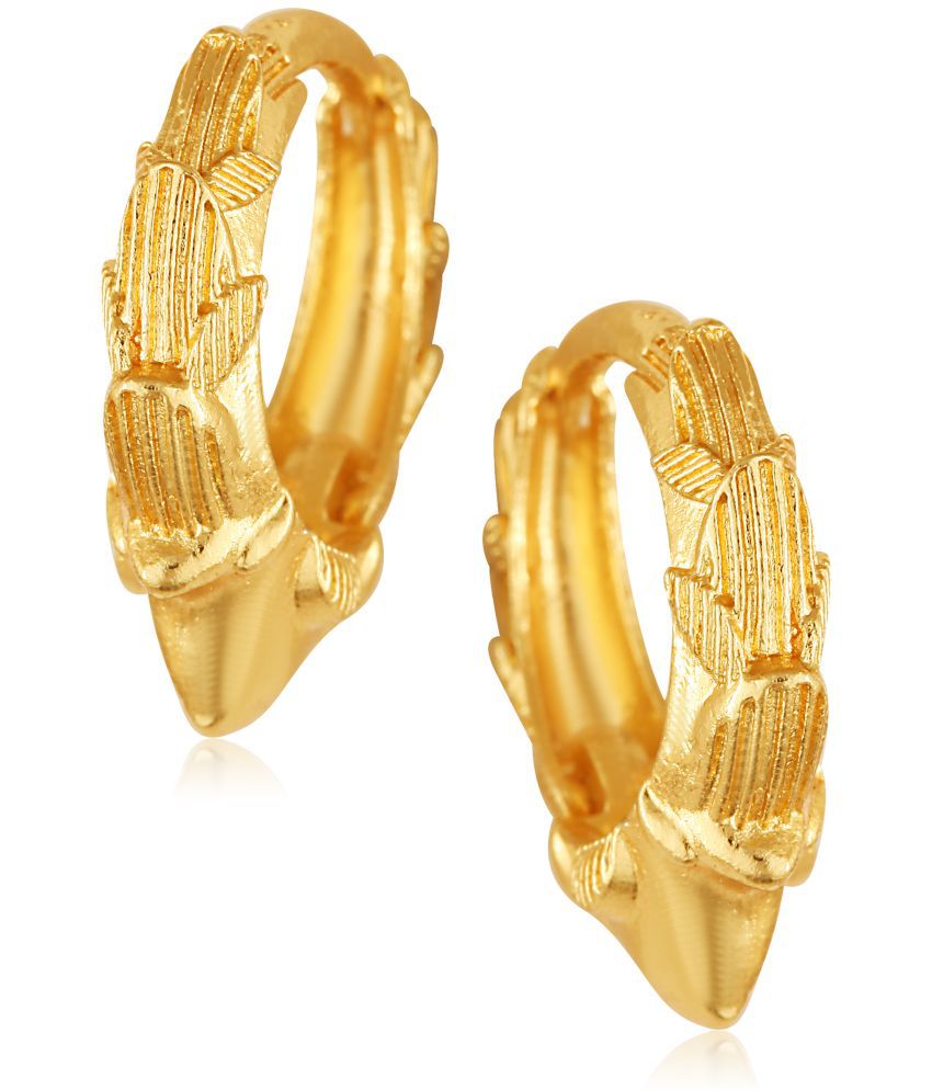     			Vighnaharta Filigree work Gold Plated alloy Hoop Earring Clip on fancy drop Bali Earring for Women and Girls  [VFJ1579ERG]