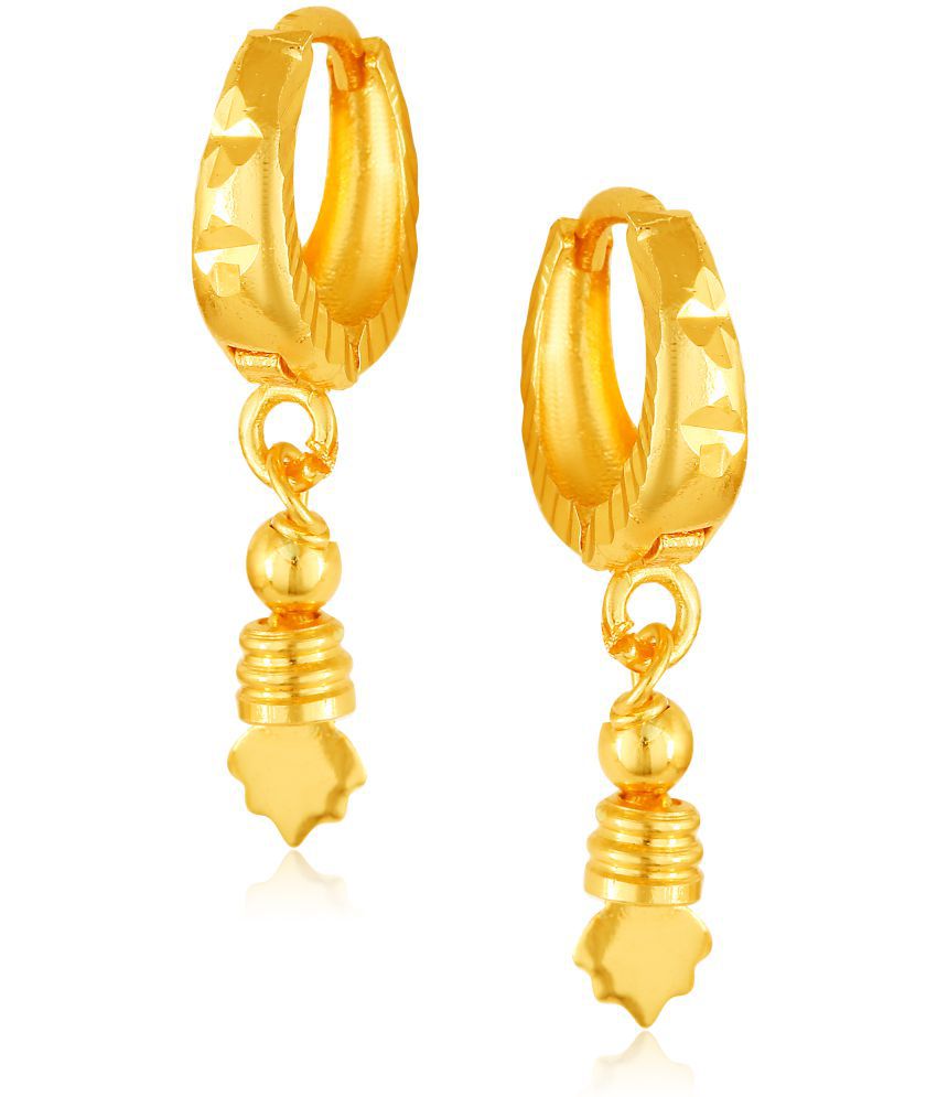     			Vighnaharta Filigree work Gold Plated alloy Hoop Earring Clip on fancy drop Bali Earring for Women and Girls  [VFJ1563ERG]