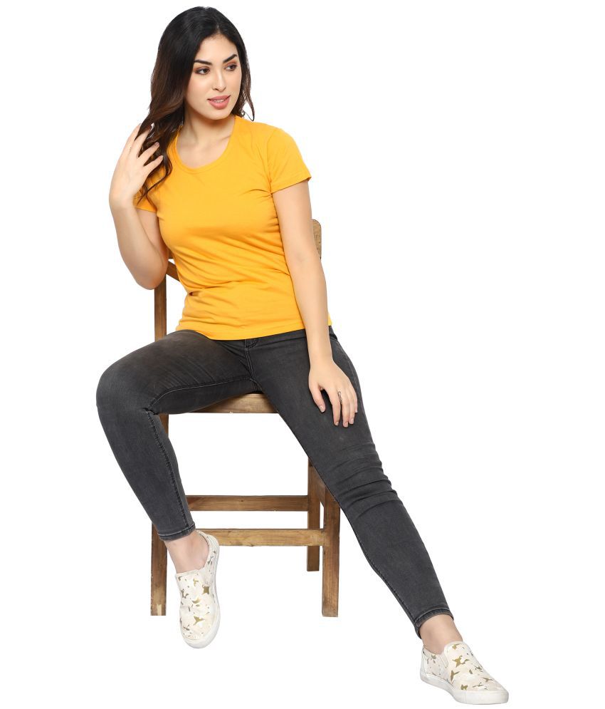     			Diaz Cotton Yellow T-Shirts - Single