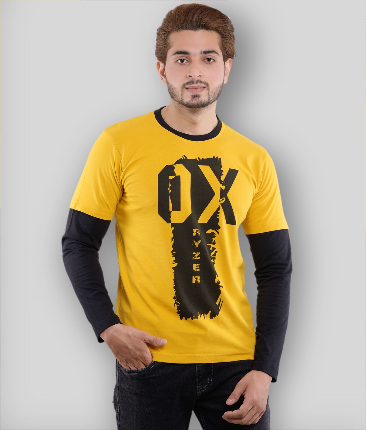     			OXRYZER - Mustard Cotton Regular Fit Men's T-Shirt ( Pack of 1 )