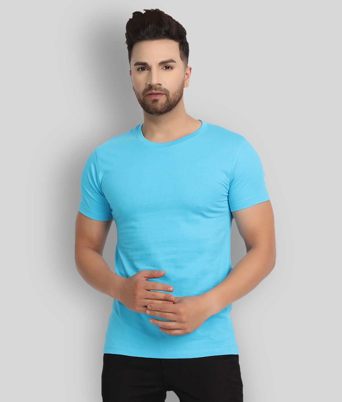     			ESPARTO - Turquoise Cotton Regular Fit Men's T-Shirt ( Pack of 1 )