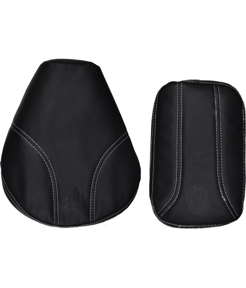     			KOHLI BULLET ACCESSORIES Fancy Black with White Thread Design Seat Cover For Royal Enfield Classic