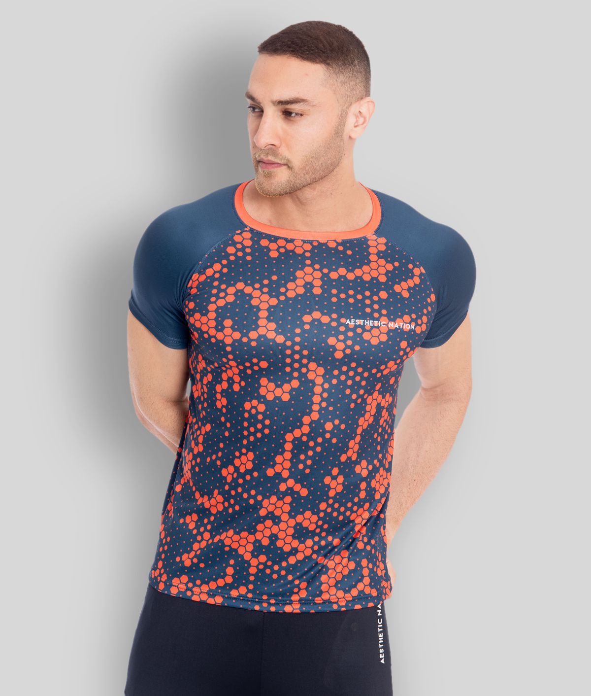     			Aesthetic Nation - Navy Polyester Regular Fit  Men's T-Shirt ( Pack of 1 )