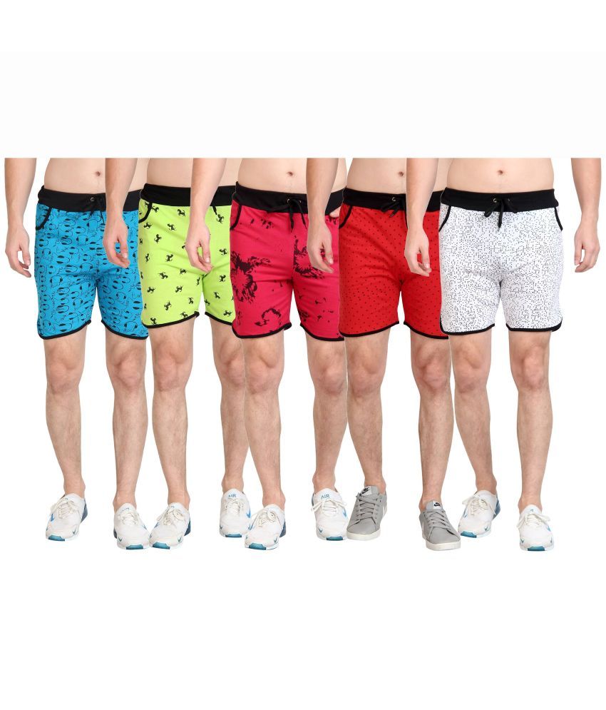     			Diaz 100 Percent Cotton Printed Multi Men's Shorts Pack of 5