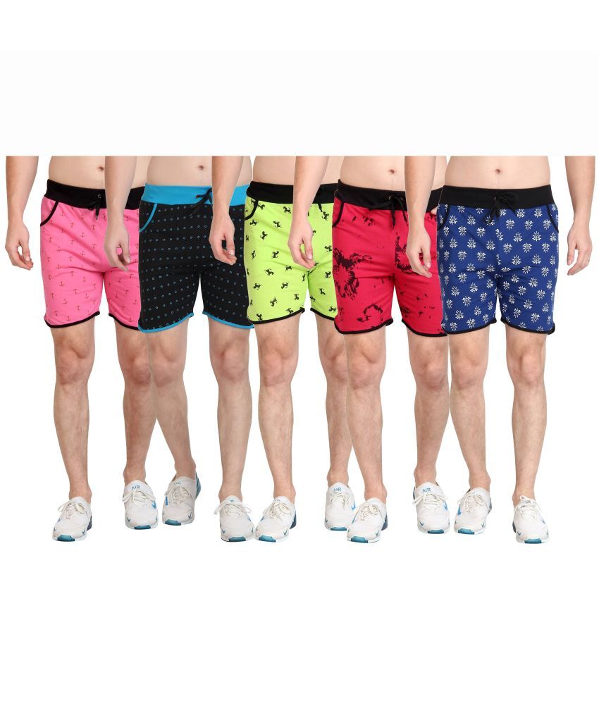     			Diaz 100 Percent Cotton Printed Multi Men's Shorts Pack of 5