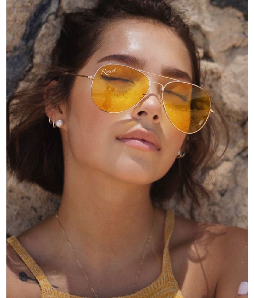     			RESIST EYEWEAR - Gold Pilot Sunglasses ( Pack of 1 )