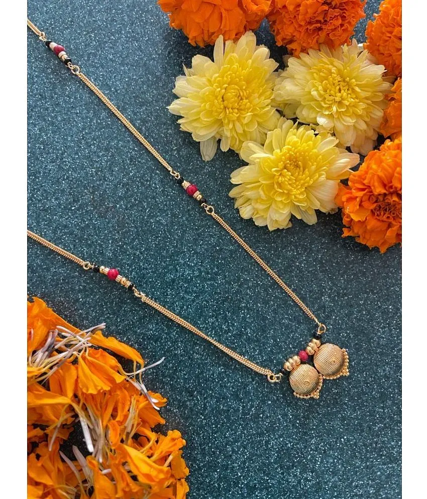 Long Mangalsutra Designs Gold Plated Necklace maharashtrian south