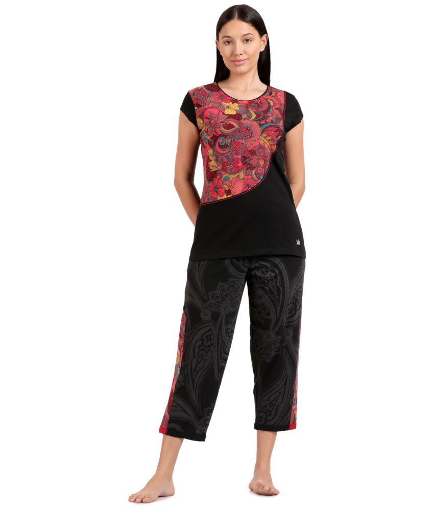     			Girls Fashion Pajama, Printed Top and Capri