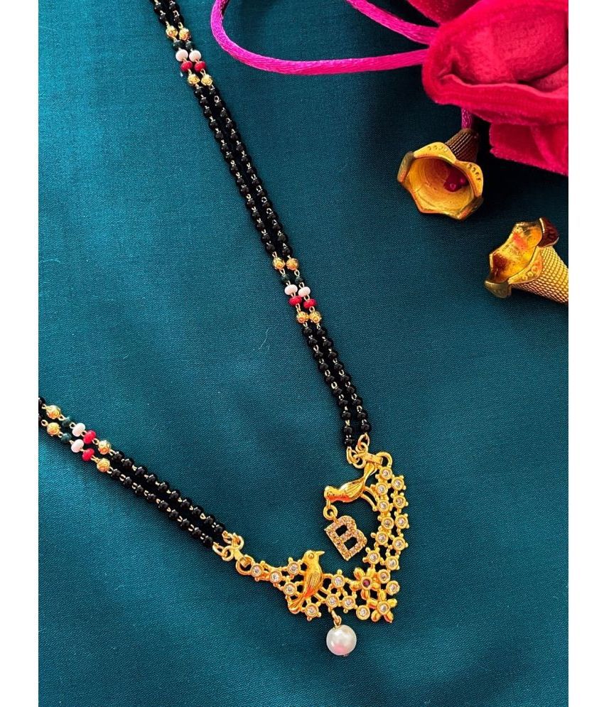     			Long Mangalsutra Designs B letter mangalsutra pendant alphabet gold name mangalsutra design/ naam wale mangalsutra/ personalised wife husband name couple name mangalsutra design/ Love Birds Mangalsutra Necklace Designs with Pearl (26 inches)