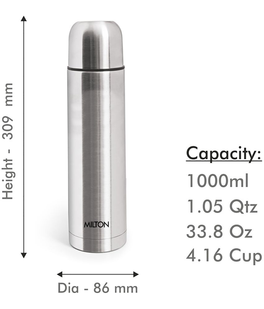 Buy Milton Plain Lid 1000 Thermosteel 24 Hours Hot And Cold Water Bottle 1000 Ml Silver Online At Best Price In India Snapdeal