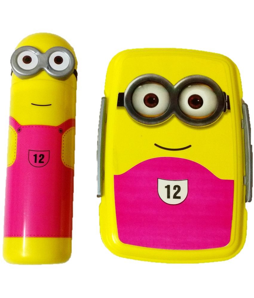    			DS1 Lunch Box with Pencil Box, Yellow and Pink