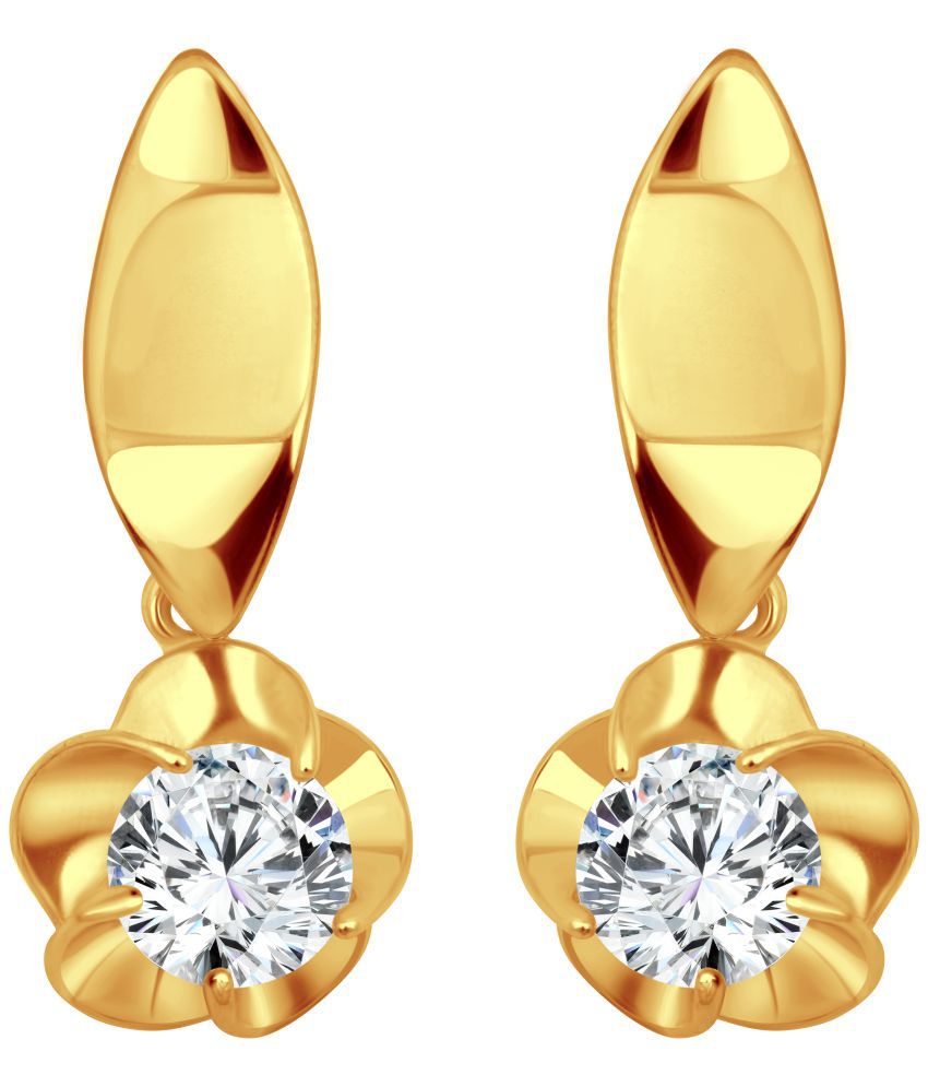     			Vighnaharta White Lily Flower Solitaire CZ Gold Plated earring for Girls